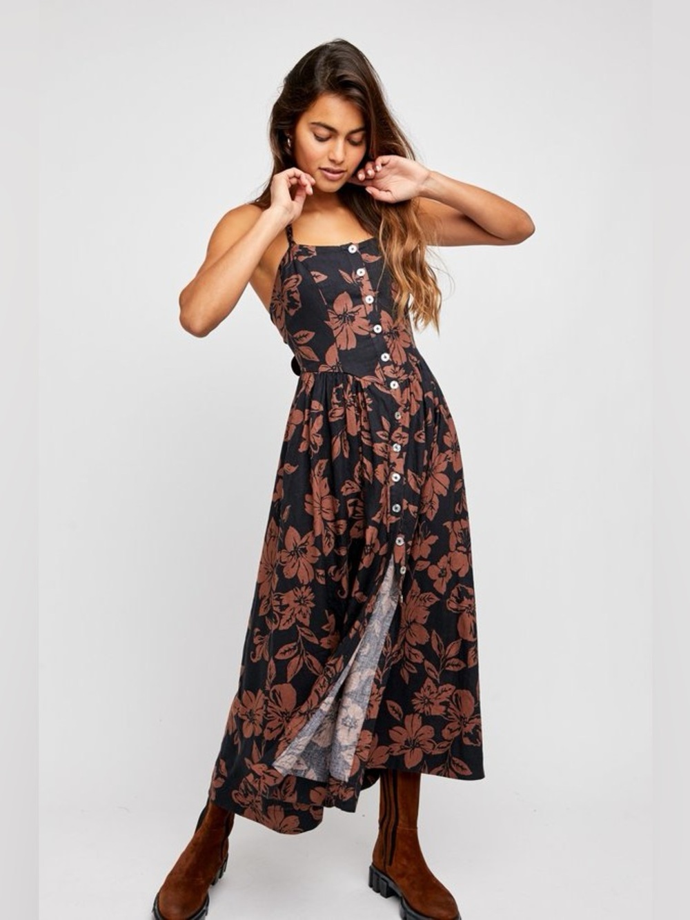 Free People Floral Button Front THE PERFECT SUNDRESS